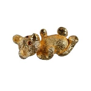 Christopher Ross Signed Vintage 1989 Gold Tone Teddy Bear Belt Buckle